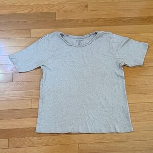 Chico’s Size 3 (Xl/16) Tan Cotton Short Sleeve Shirt | Soft Casual Basic Top